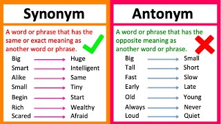 SYNONYM vs ANTONYM 🤔  Whats the difference  Learn with examples [upl. by Salvatore]