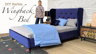 DIY Barbie Bed  Tufted Wingback Headboard [upl. by Ahsikad163]