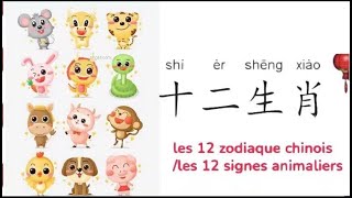 12 zodiaque chinois  signes animaliers（12生肖）简单学中文 [upl. by Abramo848]