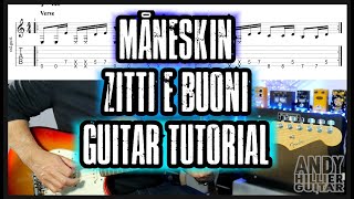 Måneskin  Zitti E Buoni Guitar Tutorial Lesson [upl. by Kilroy]