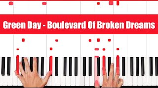 Boulevard Of Broken Dreams Green Day Piano Tutorial Easy Chords [upl. by Lleruj911]