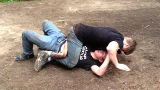 Elijah and Michael wrestling at camp [upl. by Wilkison]