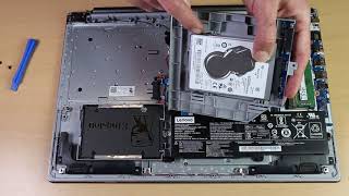 Adding SSD to Laptop Lenovo Ideapad 52015IKB SATA3 Adapter Hard Drive Caddy Laptop Disassemble [upl. by Annovoj]