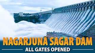 Nagarjuna Sagar Dam All Gates Opened  Rare view of Nagarjunasagar Dam on Krishna River  Hybiz TV [upl. by Adams]