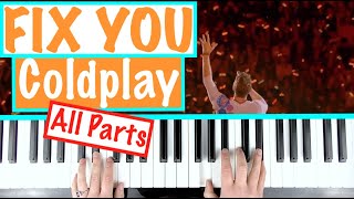 How to play FIX YOU  Coldplay Piano Tutorial Chords Accompaniment [upl. by Annasor]