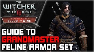 WITCHER 3 Grandmaster FELINE Armor Set GUIDE ► Diagrams Locations Crafting Stats Appearance [upl. by Ainaznat905]