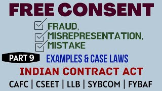 Fraud  Misrepresentation  Mistake  Free Consent  Indian Contract Act  Caselaws  Example [upl. by Enaitsirhc]