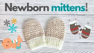 Crochet easy newborn mittens  Crochet for beginners [upl. by Adihahs]