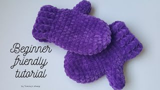 BEGINNER FRIENDLY crochet mittens tutorial  kid size [upl. by Aneba]