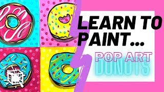 DONUT POP ART  ANDY WARHOL  how to paint step by step  fun facts [upl. by Suiramaj682]