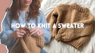 How To Knit a Chunky Sweater  Beginner Friendly Step by Step DIY Tutorial [upl. by Naitsirhc]