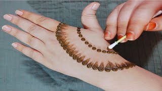 Easy Simple Mehndi Design Back Hand  New Cotton Bud Mehndi Design Trick  Mehendi Designs [upl. by Hurlbut]