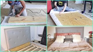 DIY  Building a Tufted Queen Size Bed From SCRATCH [upl. by Marjana]