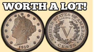 V NICKELS WORTH A LOT OF MONEY 1910 Liberty Head Nickel Values [upl. by Rodenhouse]