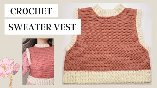 EASY CROCHET SWEATER VEST  CROCHET BY BEV [upl. by Conyers]