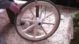 How To Make Wooden Wheels With Bicycle Rims And Tyres [upl. by Eihtak841]