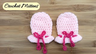 How to Crochet Newborn Baby Scratch Mittens for BEGINNERS [upl. by Waddell174]