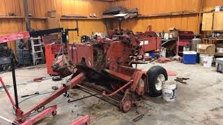 Hesston 4590 Small Baler rebuild part 1 [upl. by Nnylekoorb]