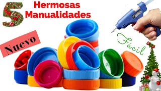 5 Manualidades Navideñas con TAPAS DE BOTELLAS Christmas Crafts with BOTTLE LIDS [upl. by Mcadams]