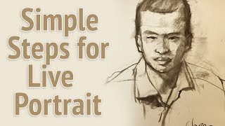 Portrait 46  Simple steps for Live Portrait Drawing in 10 minutes [upl. by Stockwell585]