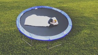 I Spent the Night on a Trampoline amp It Didnt Go as Planned Sleep on a Trampoline Challenge [upl. by Eleahcim]