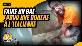 Réaliser UNE DOUCHE ITALIENNE au mortier ciment dans SDB [upl. by Nawd]