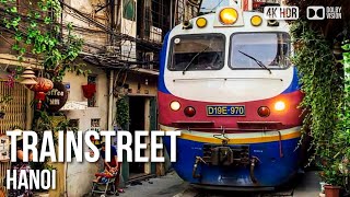 Hanoi Trainstreet Closeup Train View  🇻🇳 Vietnam 4K HDR Walking Tour [upl. by Alyakcm]