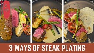 Three Different Ways of Plating Steak  Steak Cabbage Puree Peppercorn Sauce [upl. by Aihsi]