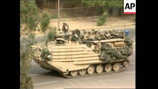 GWT WRAP US tanks roll into central Baghdad outside Palestine Hotel [upl. by Nirroc861]