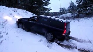 Volvo V70 D5 AWD test on snow HALDEX work [upl. by Joashus]