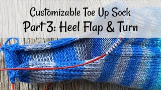 Customizable Toe Up Sock Part 3 Heel Flap amp Turn [upl. by Bopp]