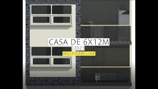 PLANO PARA LOTE DE 6X12 METROS 3 APARTAMENTOS  MULTIFAMILIAR CON OPTIMA DISTRIBUCION [upl. by Perloff]