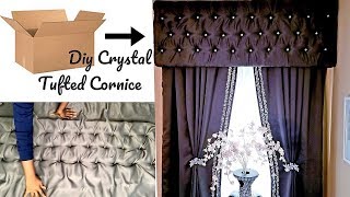 EASY NO SEW CRYSTAL TUFTED CORNICE HOW TO ROOM DECORATING IDEAS 2019 [upl. by Zimmermann]