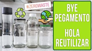 QUITA FÁCIL ETIQUETAS DE FRASCOS Y REUTILIZA  ZERO WASTE  Mixi [upl. by Ahcim38]