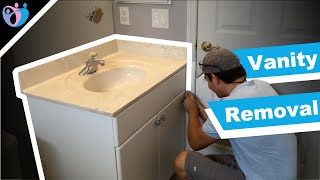 how to remove a bathroom vanity  bathroom remodel [upl. by Ahsikel413]