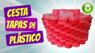 DIY Cesta hecha con tapas de plástico Manualidades fáciles [upl. by Nahtam]