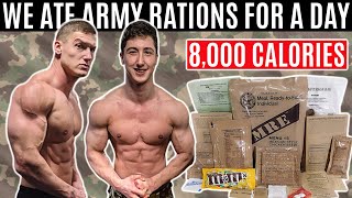 We lived off military rations for a day 8000 CALORIES 24 hour MRE food challenge [upl. by Maye911]