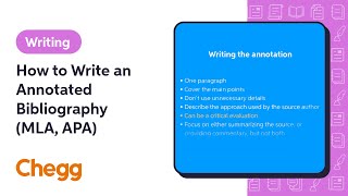 How to Write an Annotated Bibliography MLA APA  Chegg [upl. by Mcnelly171]