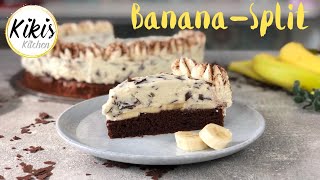 Bananentorte mit Stracciatellacreme und Schokoboden  Banana Split Torte  Stracciatella Torte [upl. by Celine180]