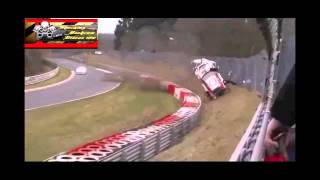 Airborne NISSAN GT R kills one spectator in Nurburgring [upl. by Riess413]