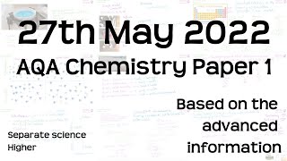 AQA Chemistry Paper 1 Revision  27th May 2022  GCSE Separate Science Higher Exam [upl. by Adnof]