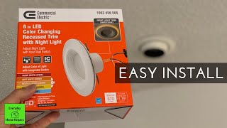 How to Select and Install Retrofit LED Recessed Lights  Commercial Electric 6 Inch [upl. by Elleinnad578]