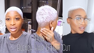 BLEACHING MY HAIR TO WHITE  SILVER GREY amp GETTING A HAIRCUT [upl. by Lramaj]