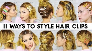 11 EASY Ways to Style HAIR CLIPS for Short Hair Braidless [upl. by Nyleuqaj972]