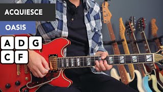 Oasis Acquiesce Guitar Lesson Tutorial  All Riffs amp Chords [upl. by Wright815]