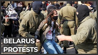 Belarus police violently detain dozens of female protesters [upl. by Merc]