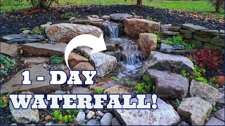 ONE DAY Small Pondless Waterfall tiny backyard stream fountain [upl. by Mairym]