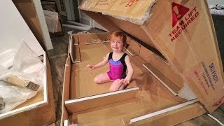 Adley FIRST TIME Gymnastics and Tumbling and a box fort [upl. by Seaman698]