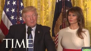 President Trump Adopted Spanish Accent To Say Puerto Rico During Hispanic Heritage Event  TIME [upl. by Irama217]