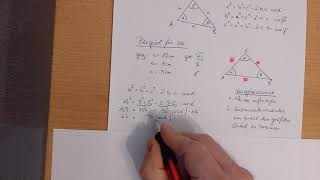 Rechnen mit dem Kosinussatz Teil 2  sss [upl. by Naimed45]